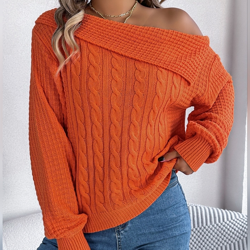 Women's Off-Shoulder Rust Sweater